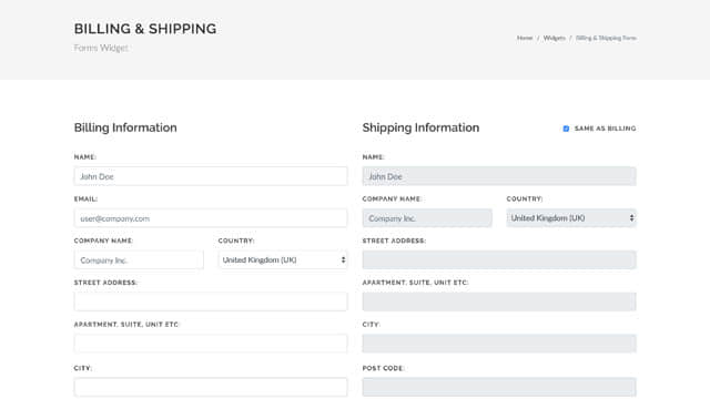 Billing & Shipping Form